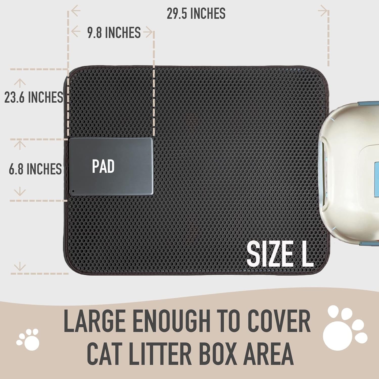 Cat Litter Mat: Double-Layer Easy Clean Litter Trapping Mat Catcher 29.5 X 23.6'' for Cat Litter Box, No Phthalate, Urine Proof & Waterproof, Larger Holes Kitty Litter Mat (Honeycomb Pattern)