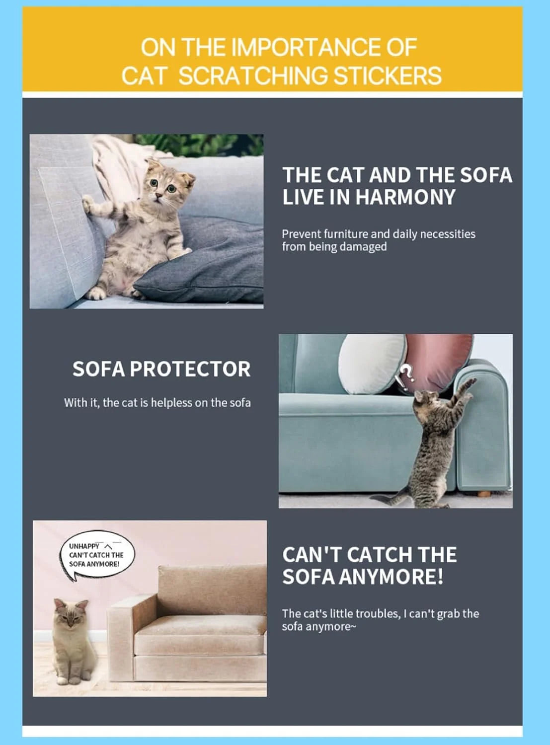 Cat Scratch Furniture Protector: Cat anti Scratch Tape - Door Protector from Dog Scratching - Clear Training Self Adhesive Tape for Carpet, Sofa, Couch, Door (Transparent, 7.87" X 9.8FT)