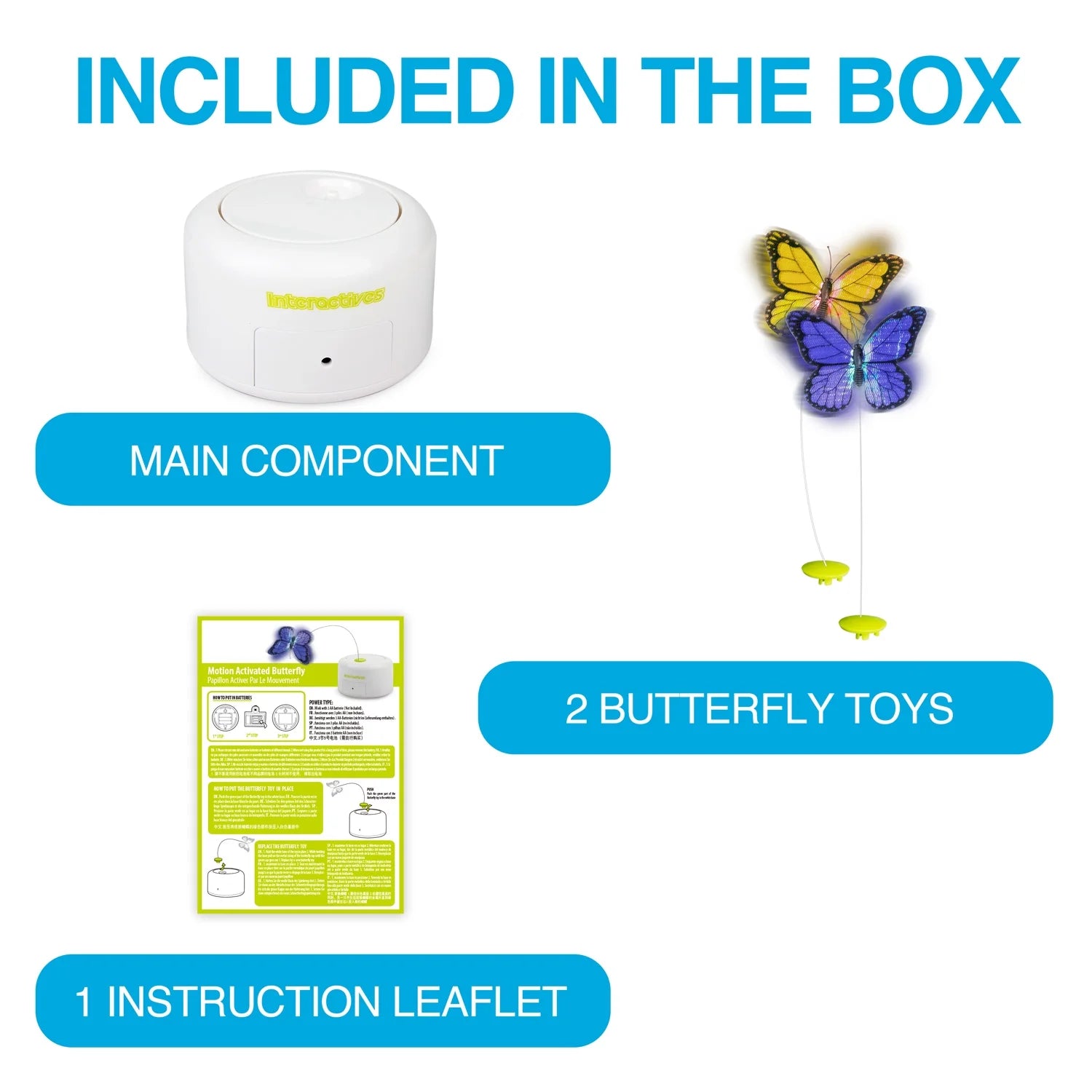 Interactive Cat Butterfly Toy with Motion Sensor, Kitty Flutter Bug Toy Includes One Butterfly Replacement
