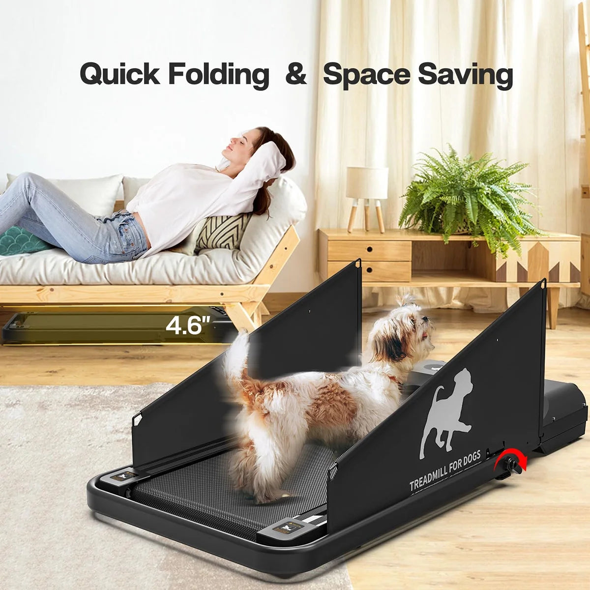 Dog Treadmill for Small Dogs,Dog Treadmill with Pre-Set Exercise Programs,Easy to Follow Interface,1.5Hp Folding Dog Treadmill for Medium Dogs Pets,220Lbs Weight Capacity