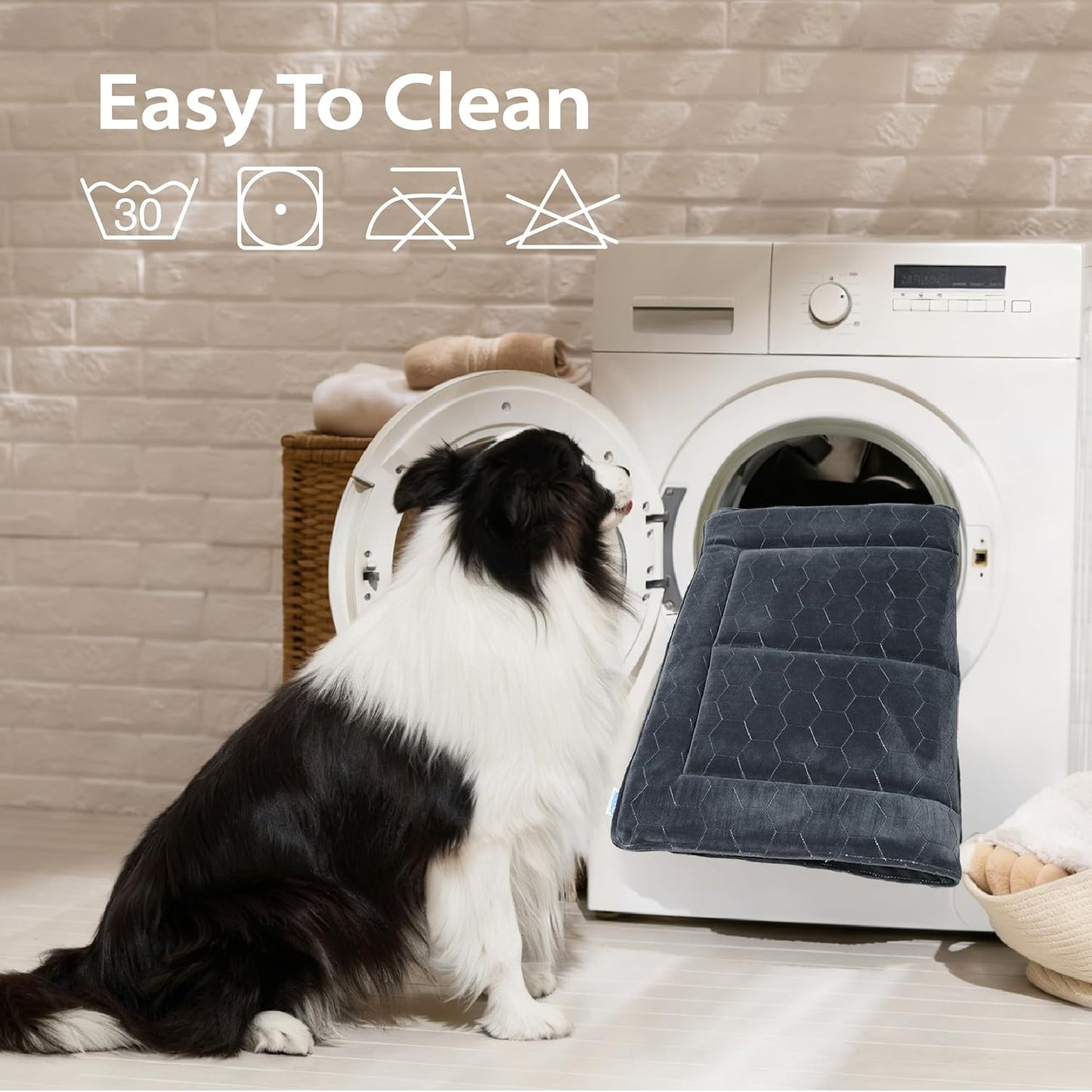 Chew Proof Dog Mat - Indestructible Durable Kennel Mat for Aggressive Chewers, Machine Washable, Chew Proof Dog Crate Pad with Reinforced Corners, Indoor Use for Medium Dogs, Grey, 41"X27"