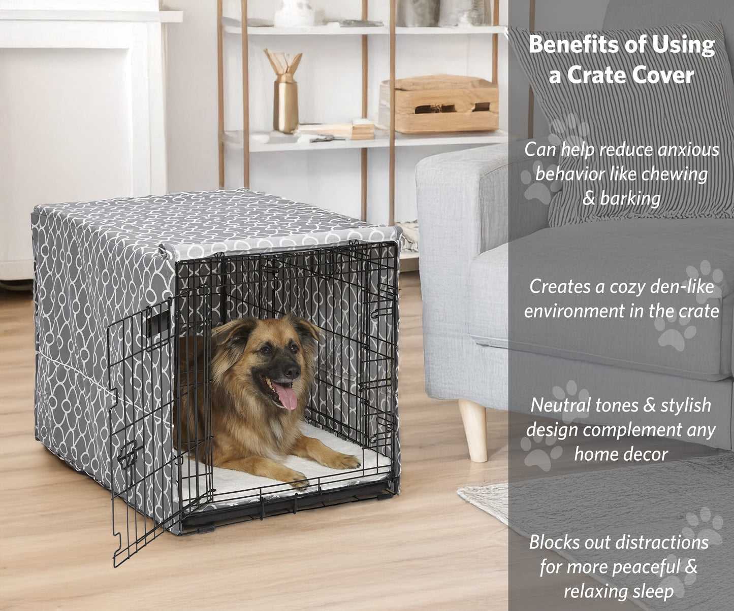 Midwest Homes for Pet Dog Crate Cover, Gray Geometric Pattern, 36"