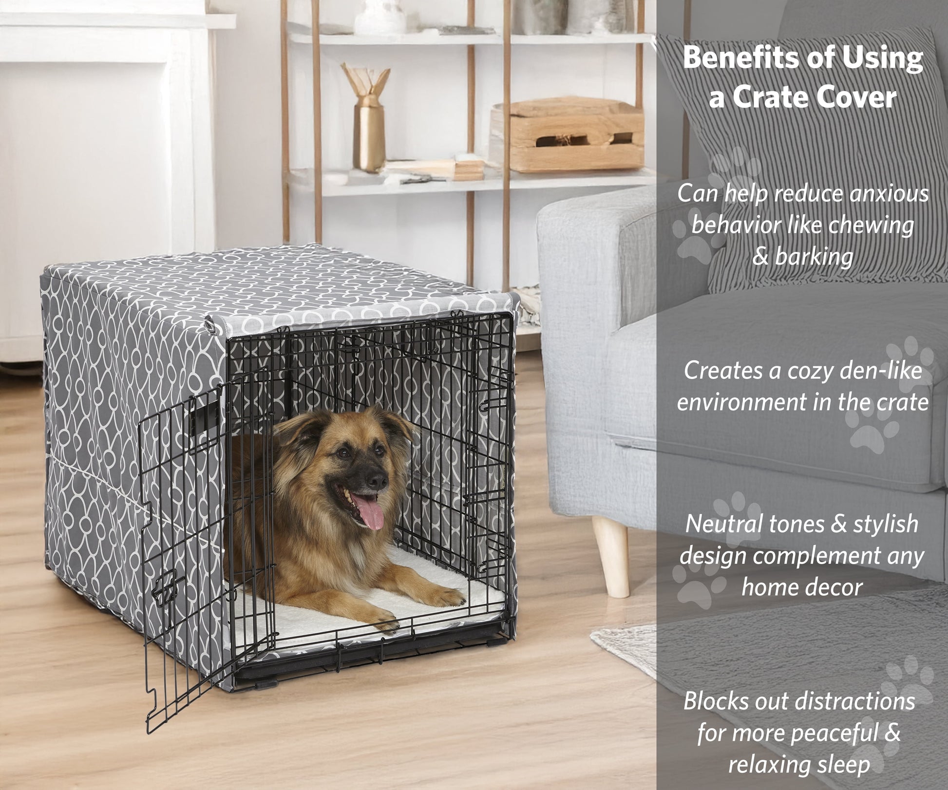 Midwest Homes for Pet Dog Crate Cover, Gray Geometric Pattern, 36"