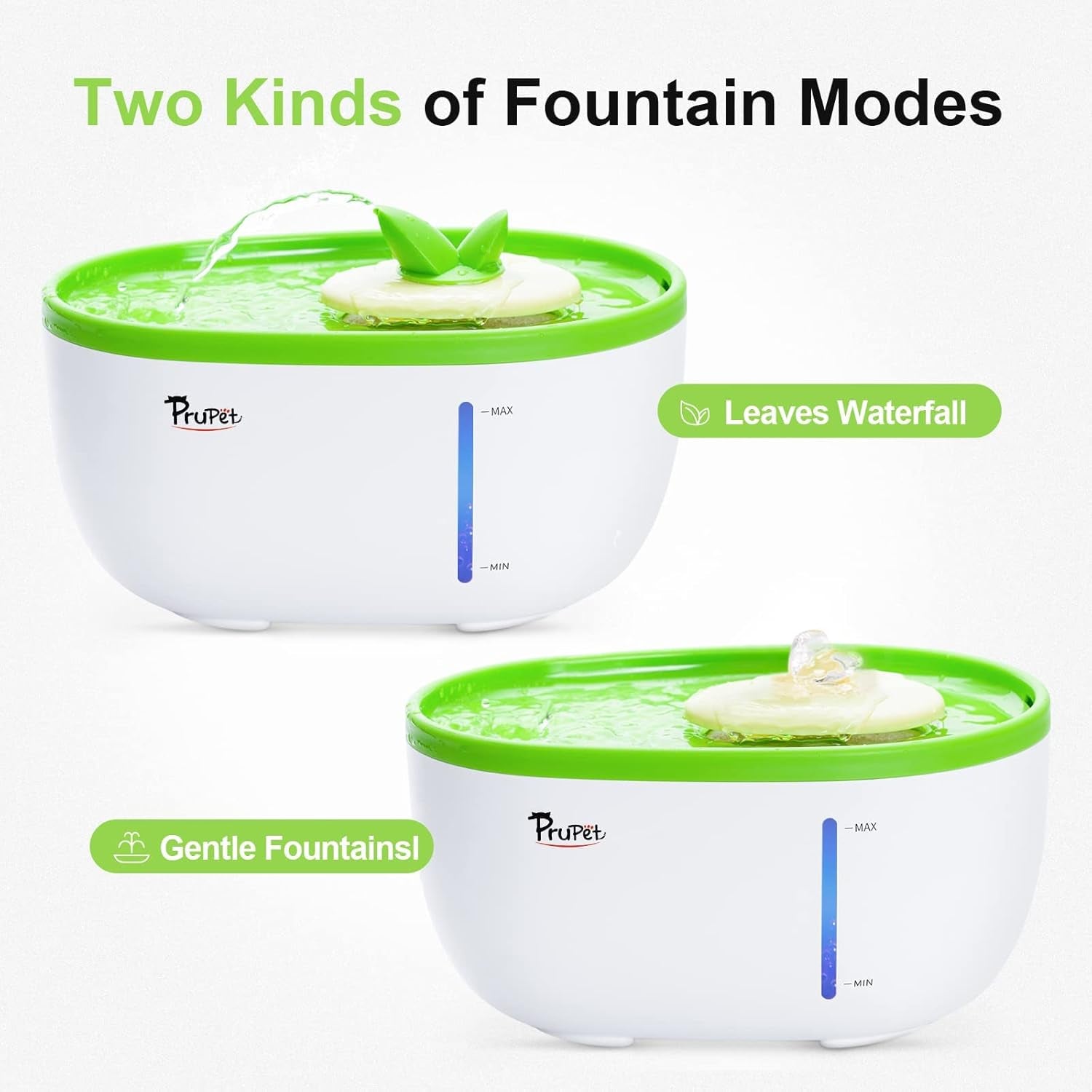 Cat Water Fountain, 2L Pet Drinking Dispenser, Automatic Dog Water Fountain Water Bowl with Filter, LED Light and Anti-Dry Protect