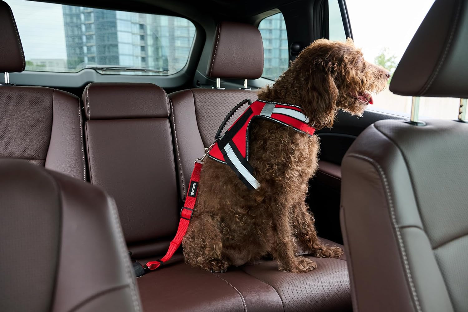 Dog Seat Belt for Car – Adjustable Dog Safety Seatbelt Harness for Dogs & Puppies – Vehicle Seatbelt Clip for Secure Pet Travel – Durable Dog Accessories & Travel Restraint – Red 1 Pack