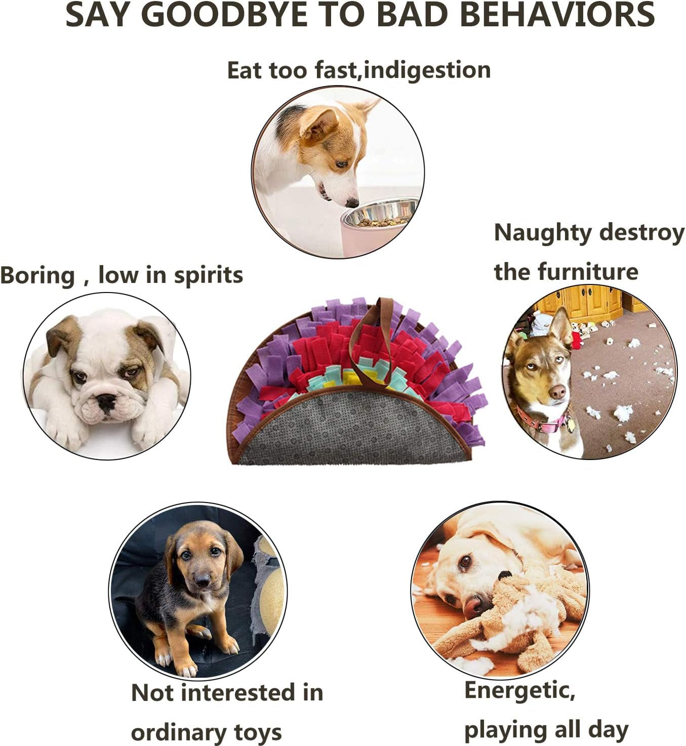Snuffle Mat，Dog Snuffle Mat，Nosework for Dogs Large Small Petdog Puzzle Toys Interactive Feeding Mat Machine Washable (Purple)