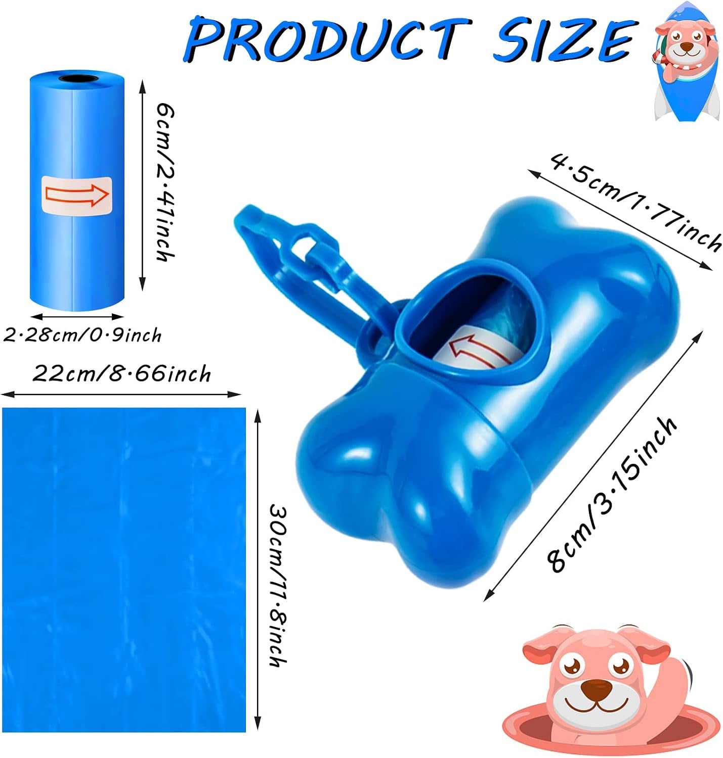80 Pack Bone Shaped Poop Bag Dispenser Pet Waste Disposal Bag Dispenser (Random Color)