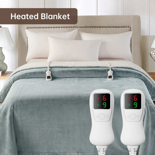 Heated Blanket Queen Size, Washable Heated Blanket Electric, Electric Blanket, Light Gray, 84" X 90", Blanket Warmer Heating Blanket Heat Warming Blanket Electric Blanket Heater