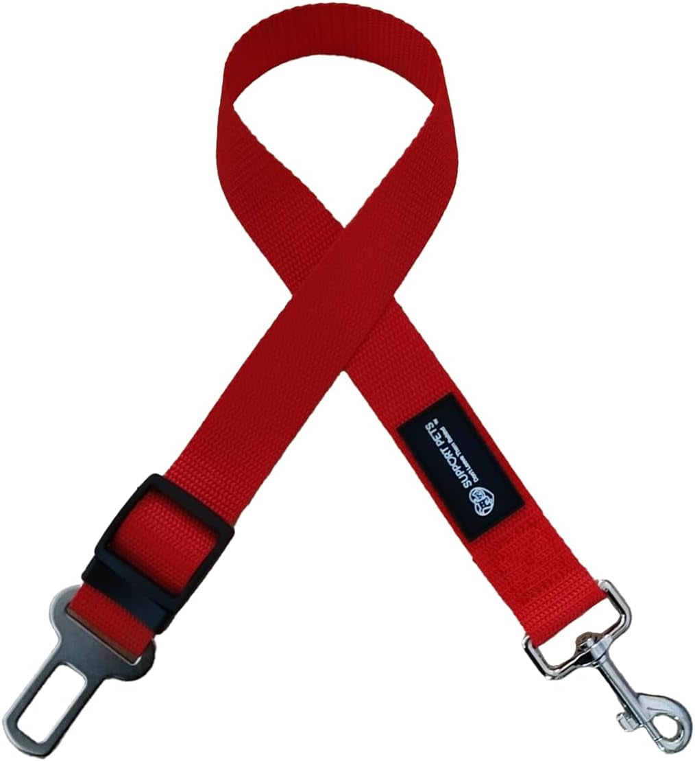 Dog Seat Belt for Car – Adjustable Dog Safety Seatbelt Harness for Dogs & Puppies – Vehicle Seatbelt Clip for Secure Pet Travel – Durable Dog Accessories & Travel Restraint – Red 1 Pack