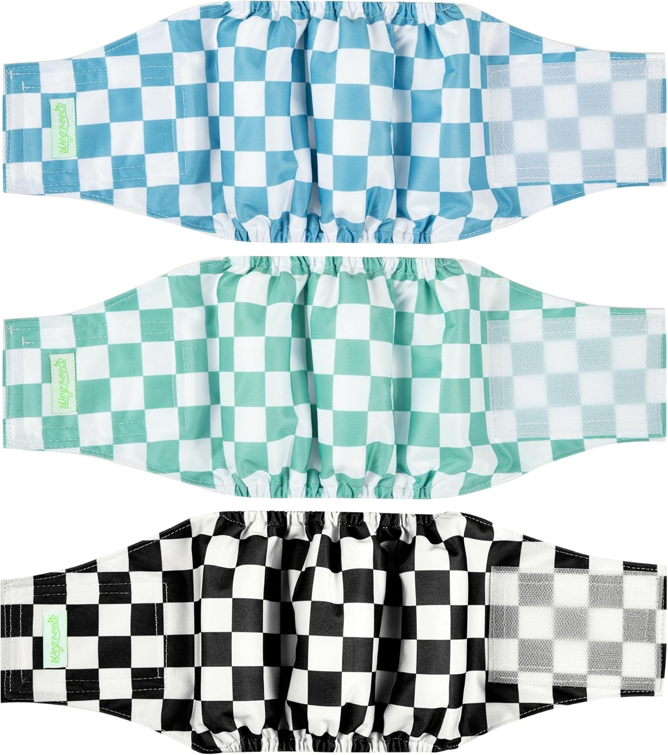 Washable Male Dog Belly Band (Stylish Pattern) - Dog Diapers Male - Washable Male Dog Belly Wrap, Dog Diapers Male (Blue, Green, Black Checkerboard, Small)