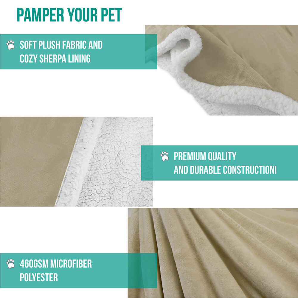 Washable Pet Blanket Fleece Dog Cat Bed Soft Sherpa Reversible Dog Blanket Warm