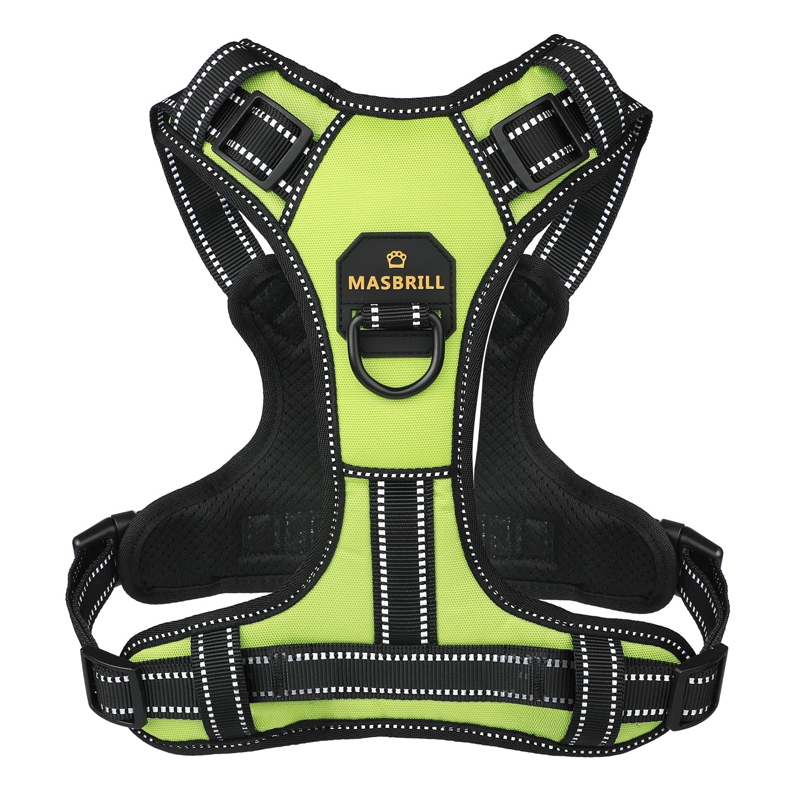 Reflective Dog Harness No Pull Dog Vest Harness with Handle, Breathable Padded Dog Chest Harness Adjustable for Small Dog-Green S