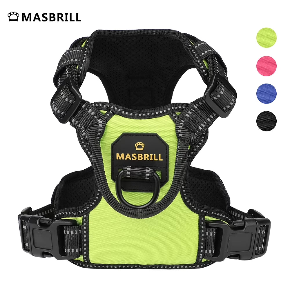 Reflective Dog Harness No Pull Dog Vest Harness with Handle, Breathable Padded Dog Chest Harness Adjustable for Small Dog-Green S