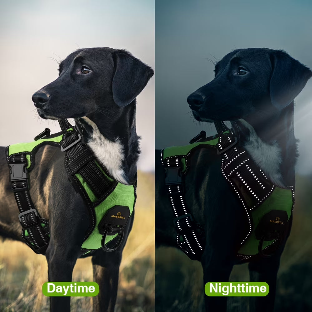 Reflective Dog Harness No Pull Dog Vest Harness with Handle, Breathable Padded Dog Chest Harness Adjustable for Small Dog-Green S