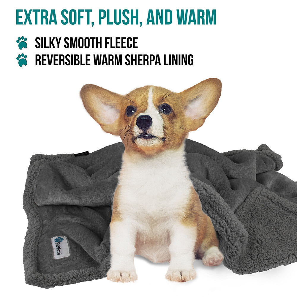 Washable Pet Blanket Fleece Dog Cat Bed Soft Sherpa Reversible Dog Blanket Warm