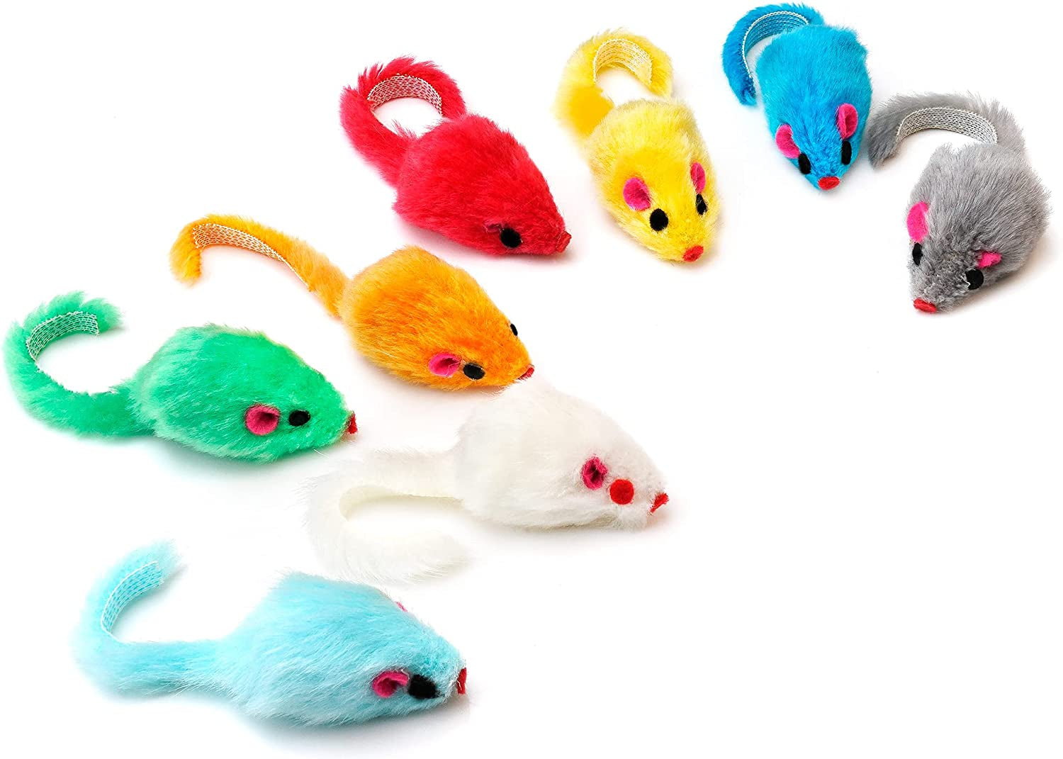 36PCS 4.1'' Furry Cat Toy Mice Rattle Small Mouse Kitten Interactive Play Assort