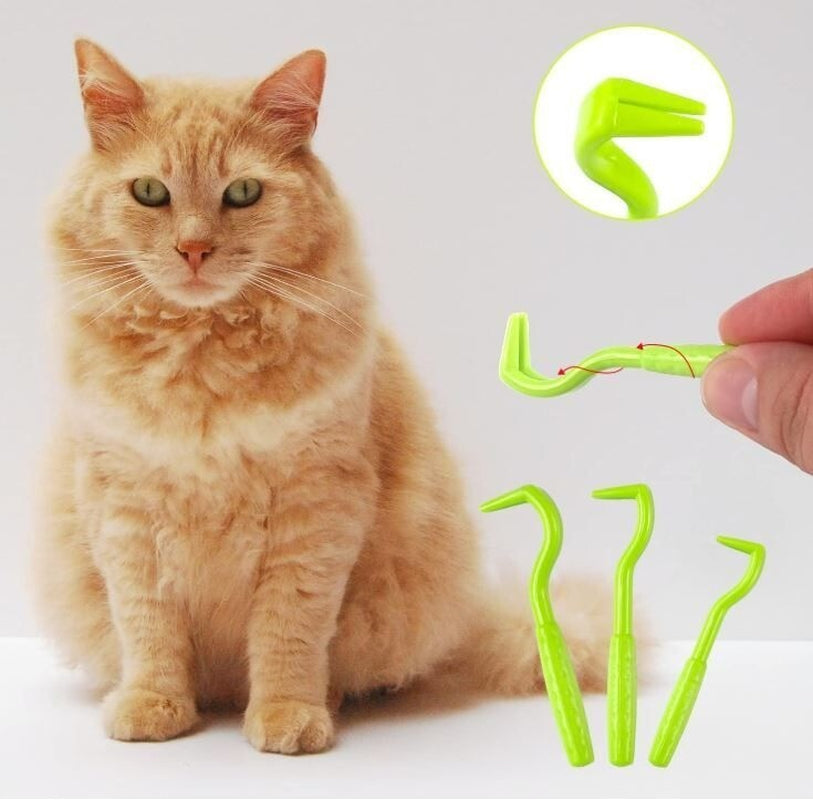 Tick Removal Tool + Flea Comb for Pets Tick Remover for Dogs Cats 4 Pc Set
