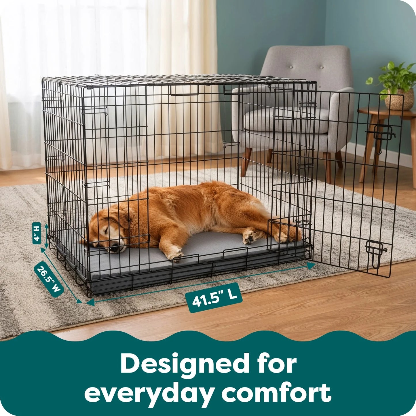Pet Products Restful Dreamer Large Orthopedic Foam Deluxe Crate Mat, Gray