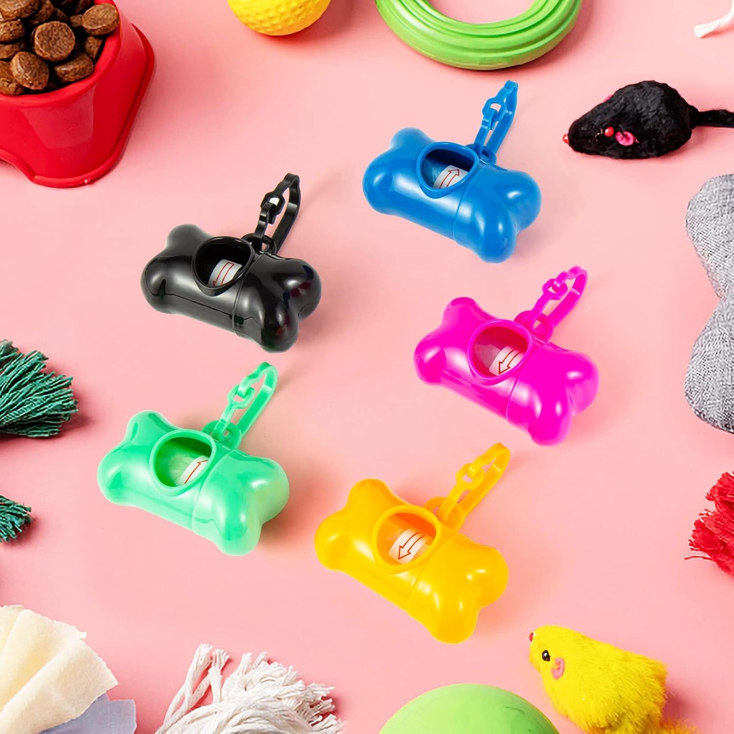80 Pack Bone Shaped Poop Bag Dispenser Pet Waste Disposal Bag Dispenser (Random Color)