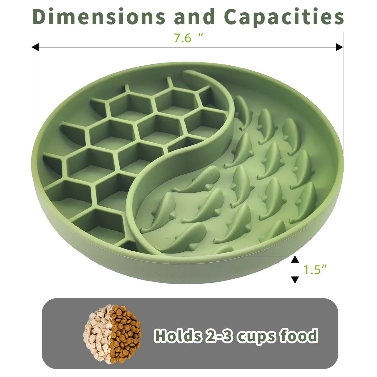 Slow Feeder Dog Bowl Silicone Pet Food Bowls with Suction Cups Puzzle Silicone Dog Feeding Bowls with Suction Cups, Anti-Choking, Non-Slip Design Green