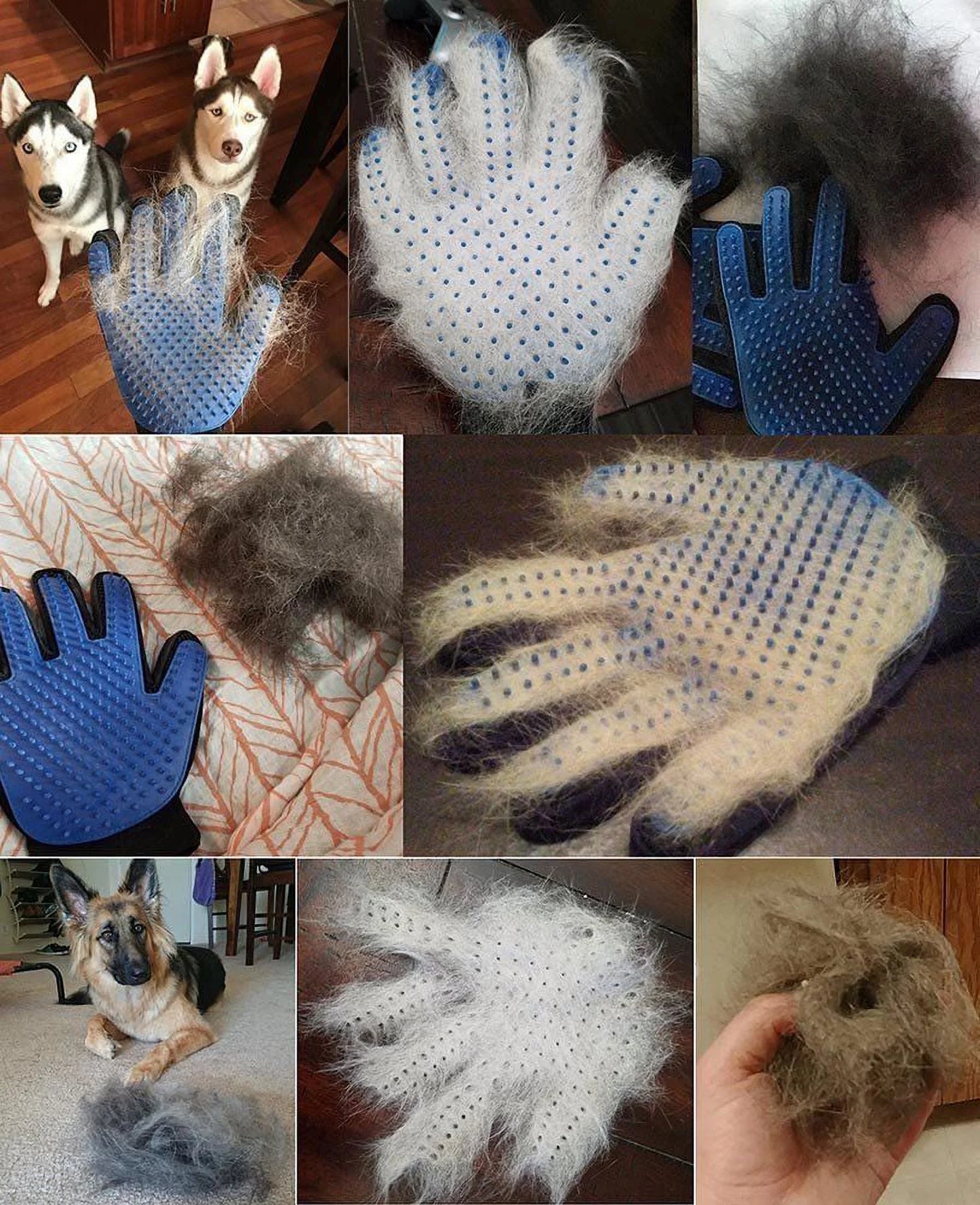 Pet Grooming Gloves Brush Dog Cat Hair Remover Mitt Massage Deshedding 1 Pair Red