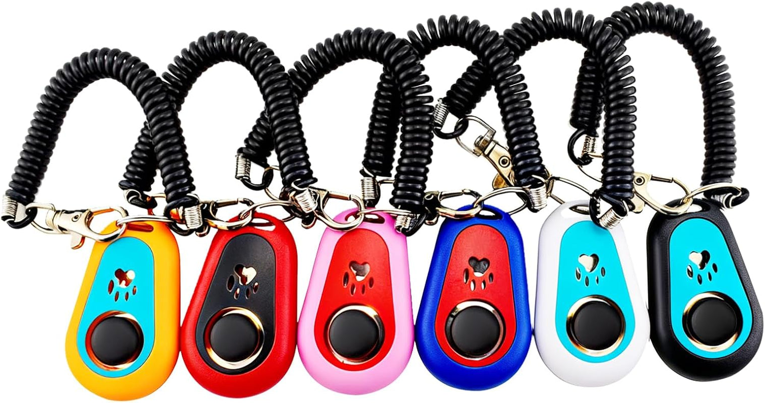 Pet Training Clicker with 6 Pack for Dogs/Cats/Horses/Birds or Other Animals - Clickers with Strap for Training