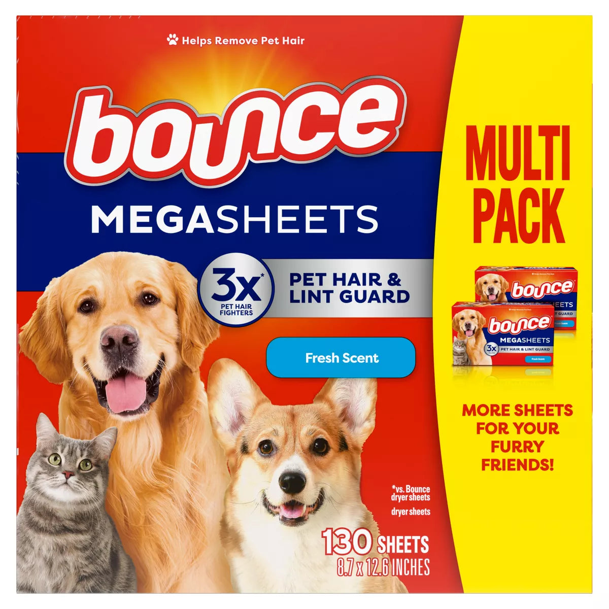 Bounce Fresh Scent Pet Hair and Lint Guard Mega Fabric Softener Dryer Sheets