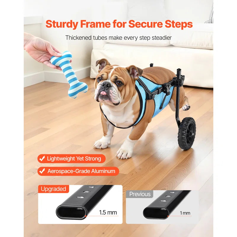 Dog Wheelchair for Back Legs, Adjustable 2 Wheels Pet Wheelchair, Lightweight Dog Cart with Shock-Absorbing Wheels, Mobility Support Wheel Chair for Disabled Injured Dogs up to 22Lbs, Small