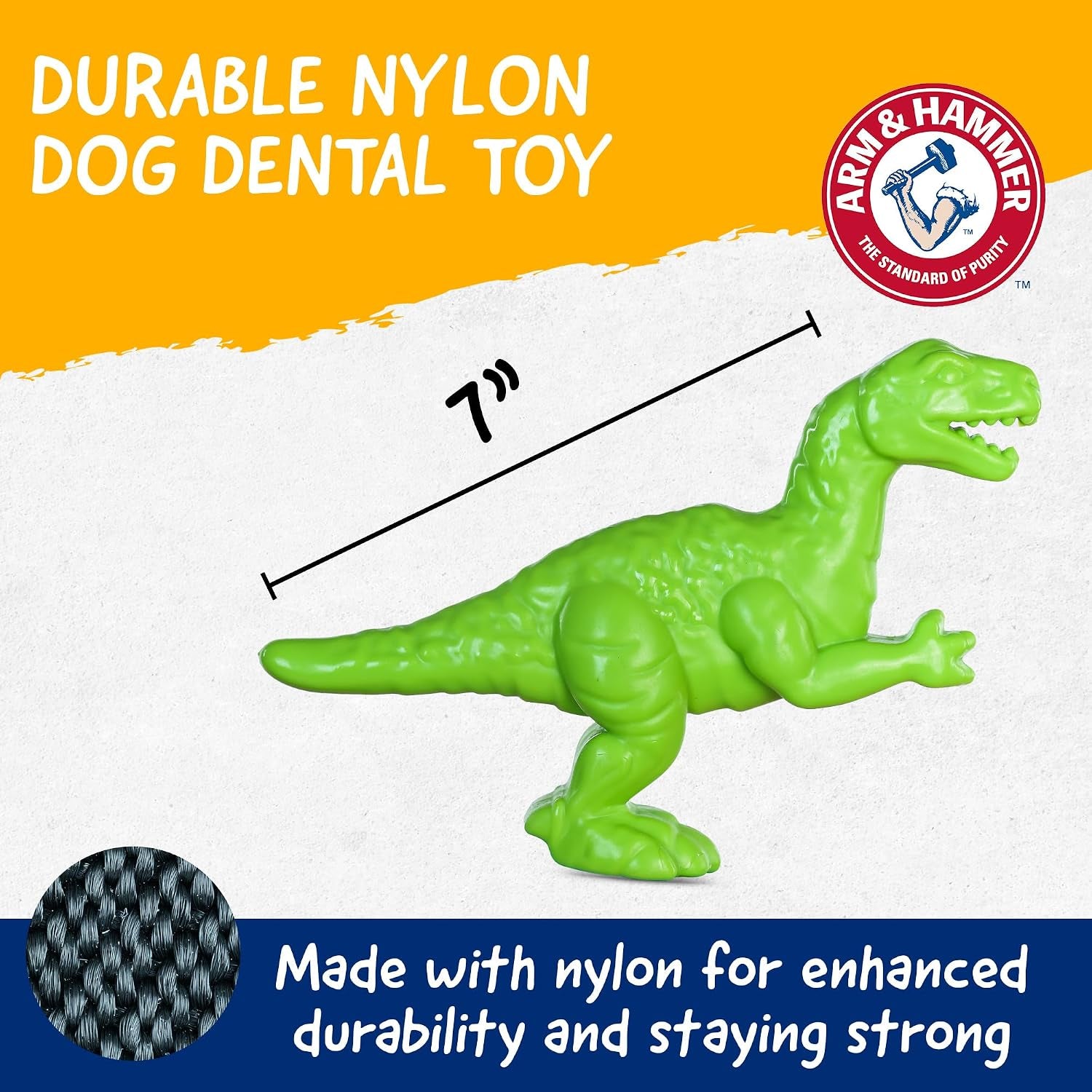 Nubbies Denta-Saurus T-Rex Dog Dental Chew Toy, Mint Flavor, for Moderate Chewers, Nylon, Reduces Plaque and Tartar without Brushing, Baking Soda Infused - 24 Pack