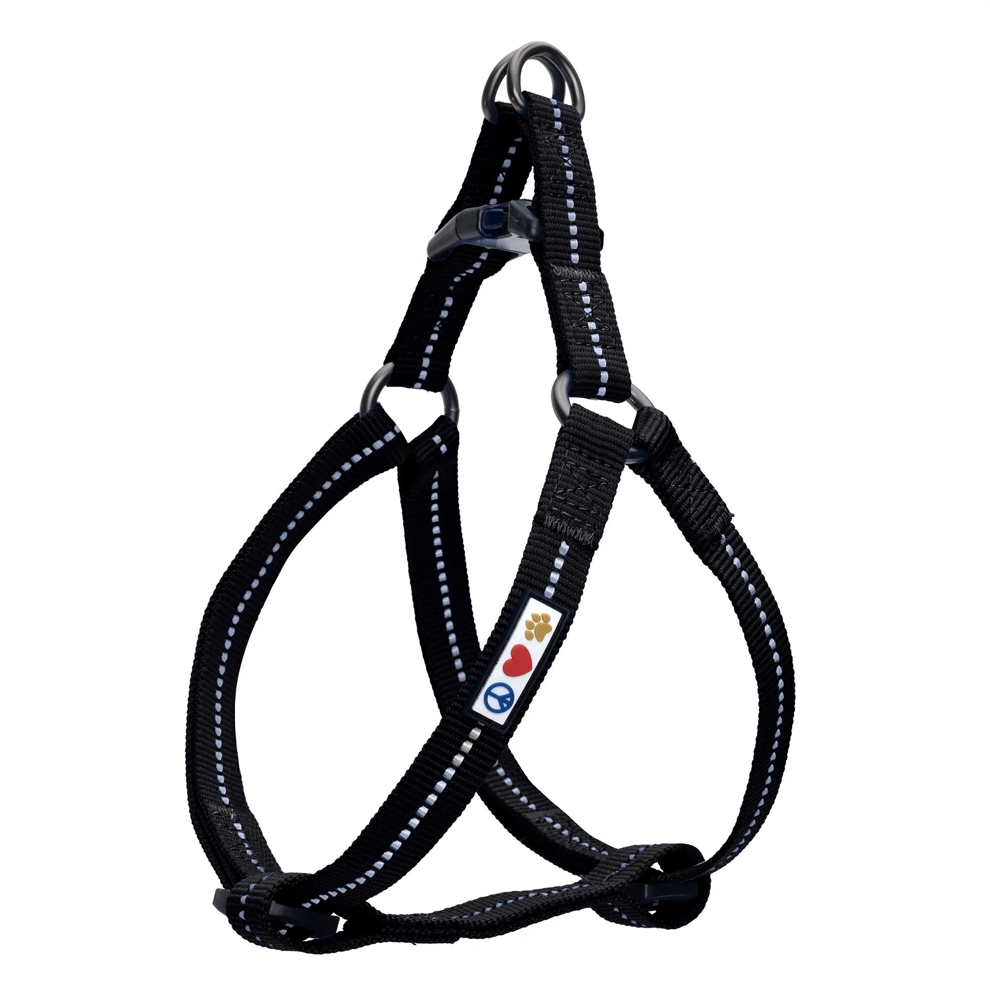 Reflective Dog Harness Recycled - Black - (M) Medium Step in Dog Harness Training & Walking