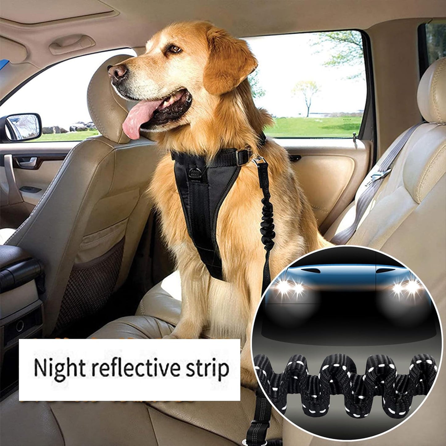 Car Seat Belt for Dogs, Attaches to Harness & Collar, Adjustable 22" - 32" Travel Restraint System for 100Lbs Dog, Essential Pet Supplies & Accessories for Safety & Comfort