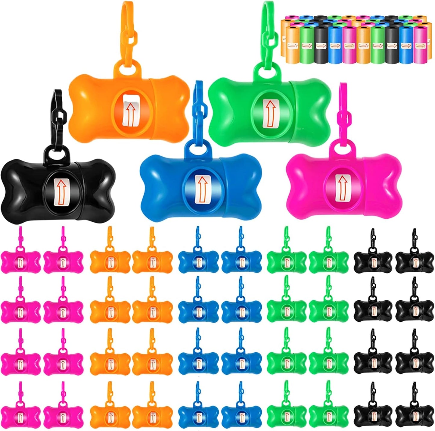 80 Pack Bone Shaped Poop Bag Dispenser Pet Waste Disposal Bag Dispenser (Random Color)