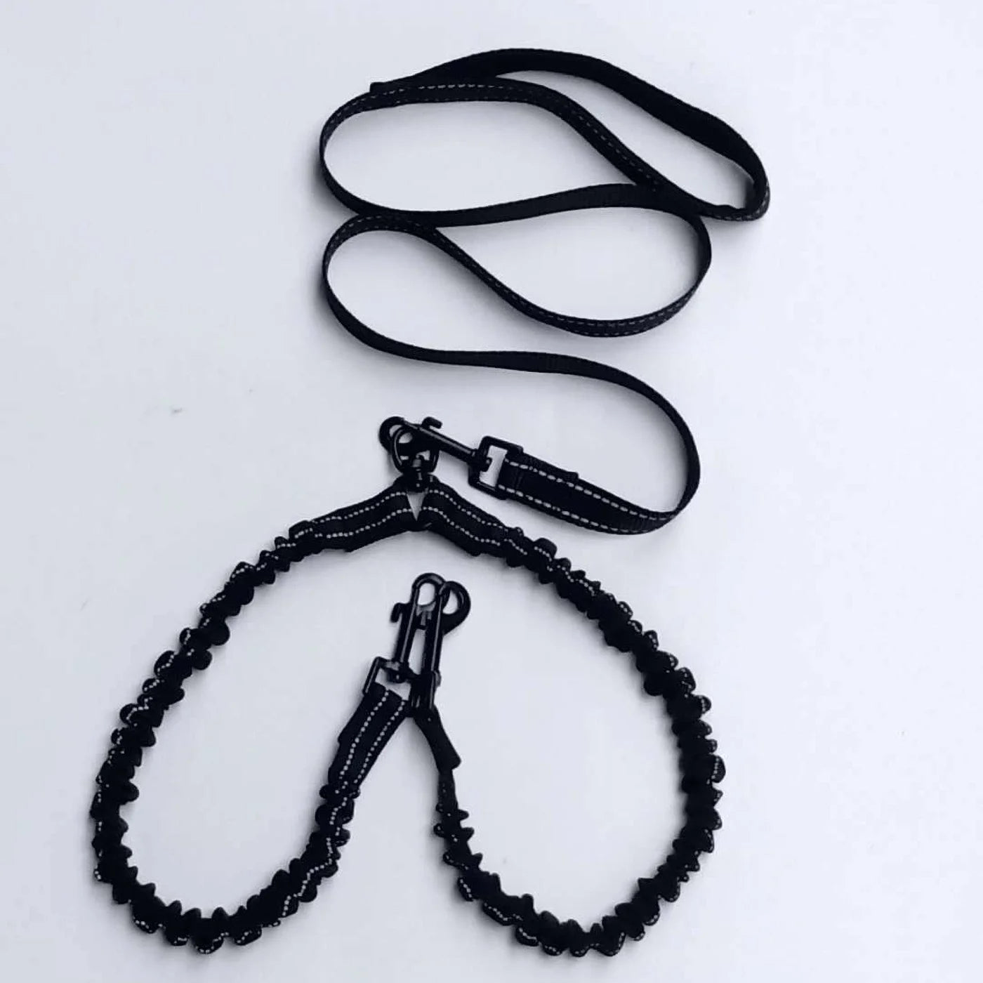 Dual Dog Leash, Double Dog Leash, 360 Swivel No Tangle Walking Leash, Shock Absorbing Bungee for Two Dogs, Black, Large (25-120 Lbs)