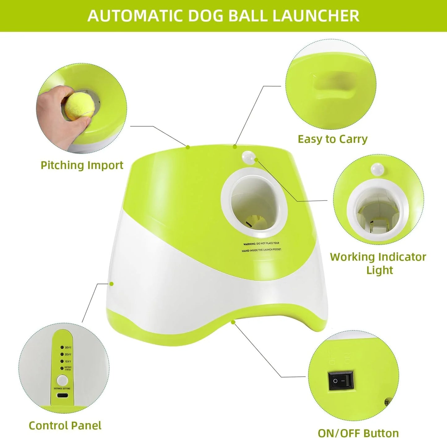 Ball Thrower for Dogs,Interactive Dog Fetch Machine,Automatic Ball Launcher for Dogs with 12 Tennis Balls,Dog Ball Thrower Machine with 10-30Ft 3 Launching Distance,For Small Dogs Indoor & Outdoor