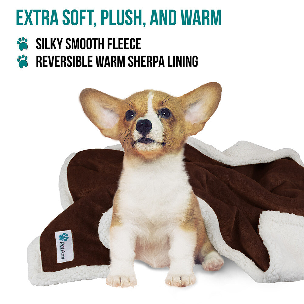 Washable Pet Blanket Fleece Dog Cat Bed Soft Sherpa Reversible Dog Blanket Warm