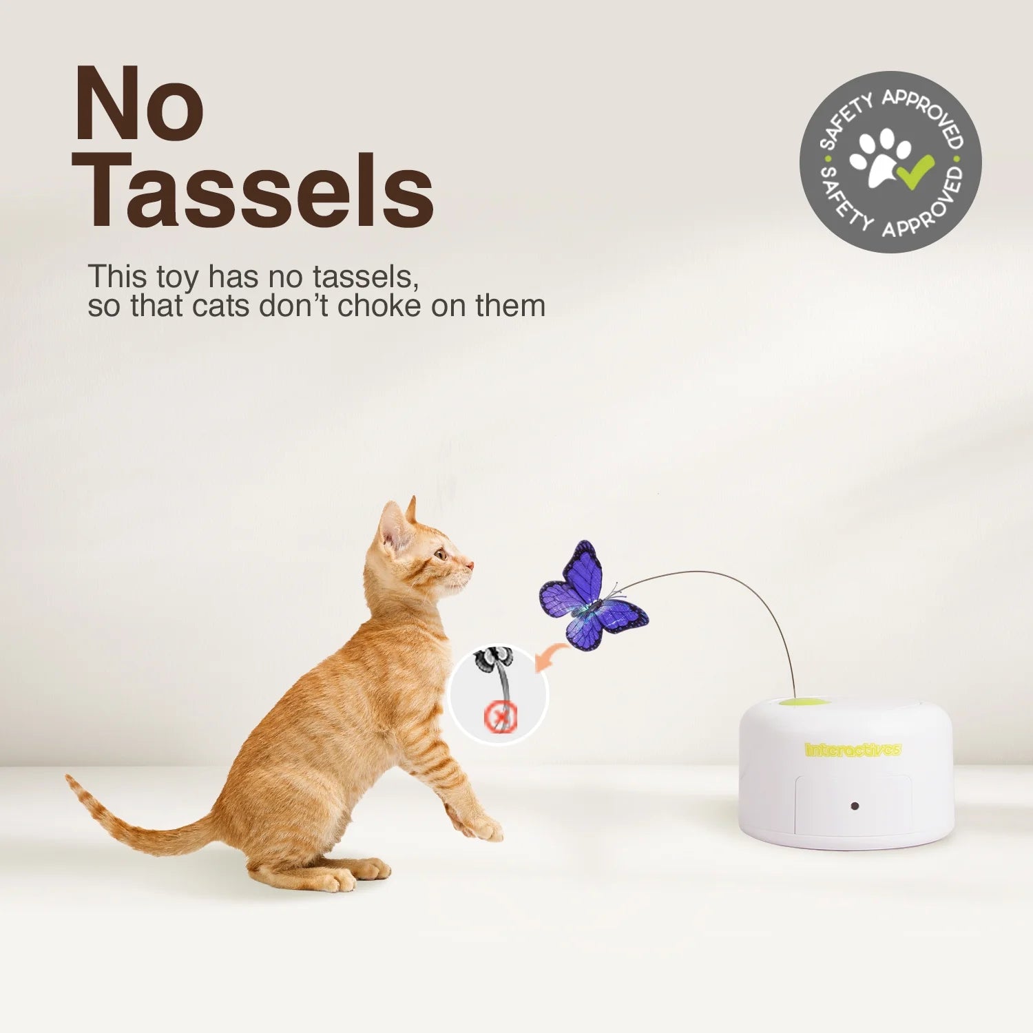 Interactive Cat Butterfly Toy with Motion Sensor, Kitty Flutter Bug Toy Includes One Butterfly Replacement