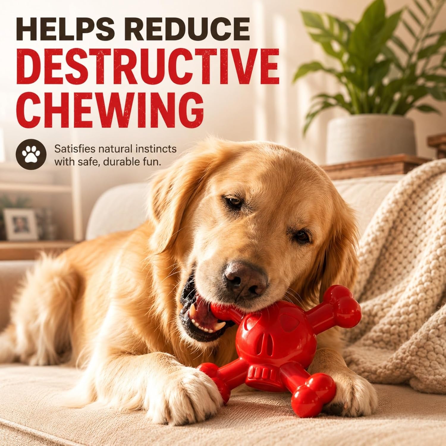 Dog Chew Toys for Aggressive Chewers, Durable Nylon Tough Chew Toy for Small & Medium Dogs, Bacon Flavor Skull Dog Toy to Keep Dogs Busy Indoors, Helps Reduce Boredom