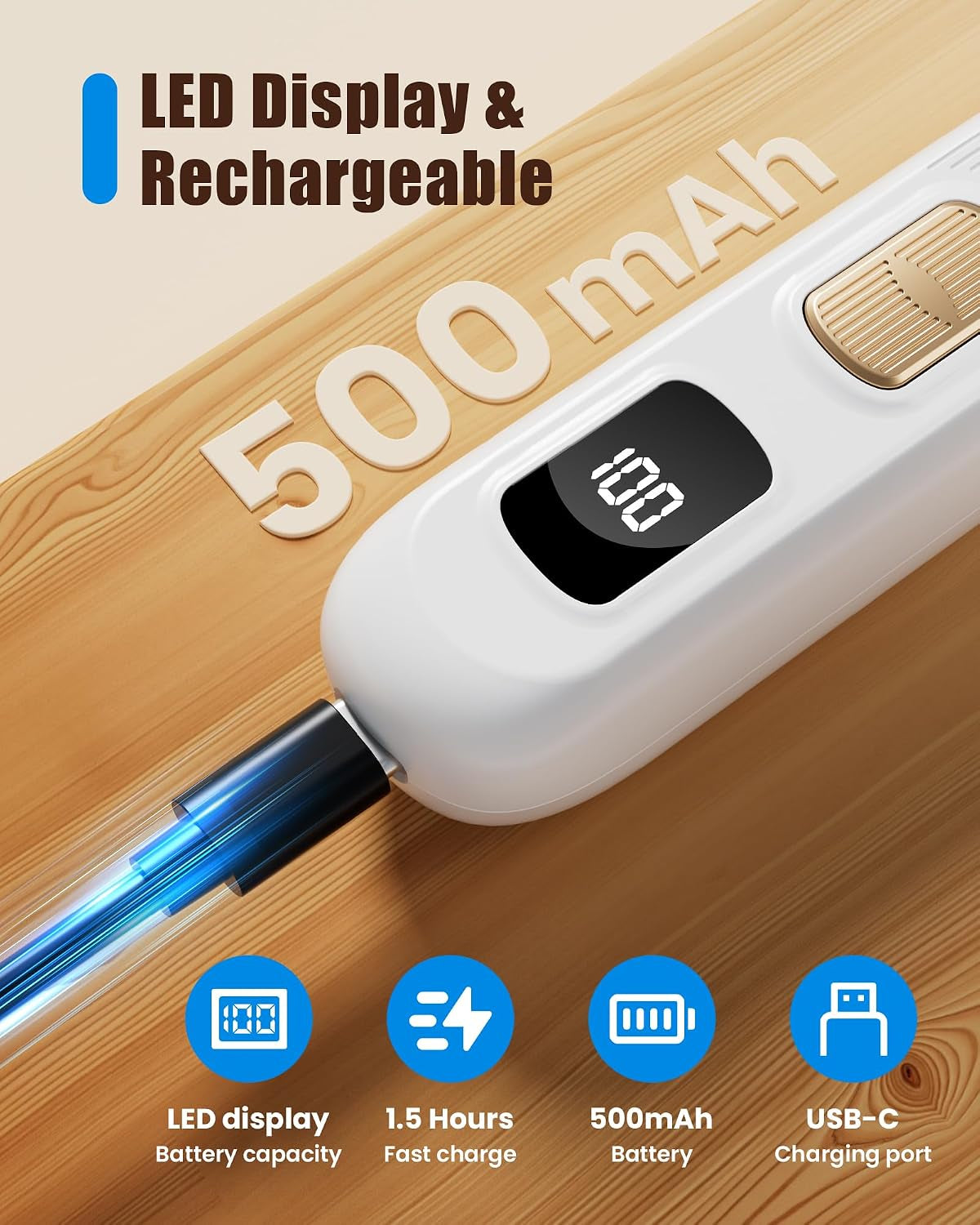 Professional Dog Paw Trimmer with LED Light, New Upgraded 35Db Low-Noise Pet Paw Trimmers for Dog'S Feet, 2-Speed Electric Paw Cleaner Grooming Clippers for Dogs,Paws, Ears, Face, Rump (White)