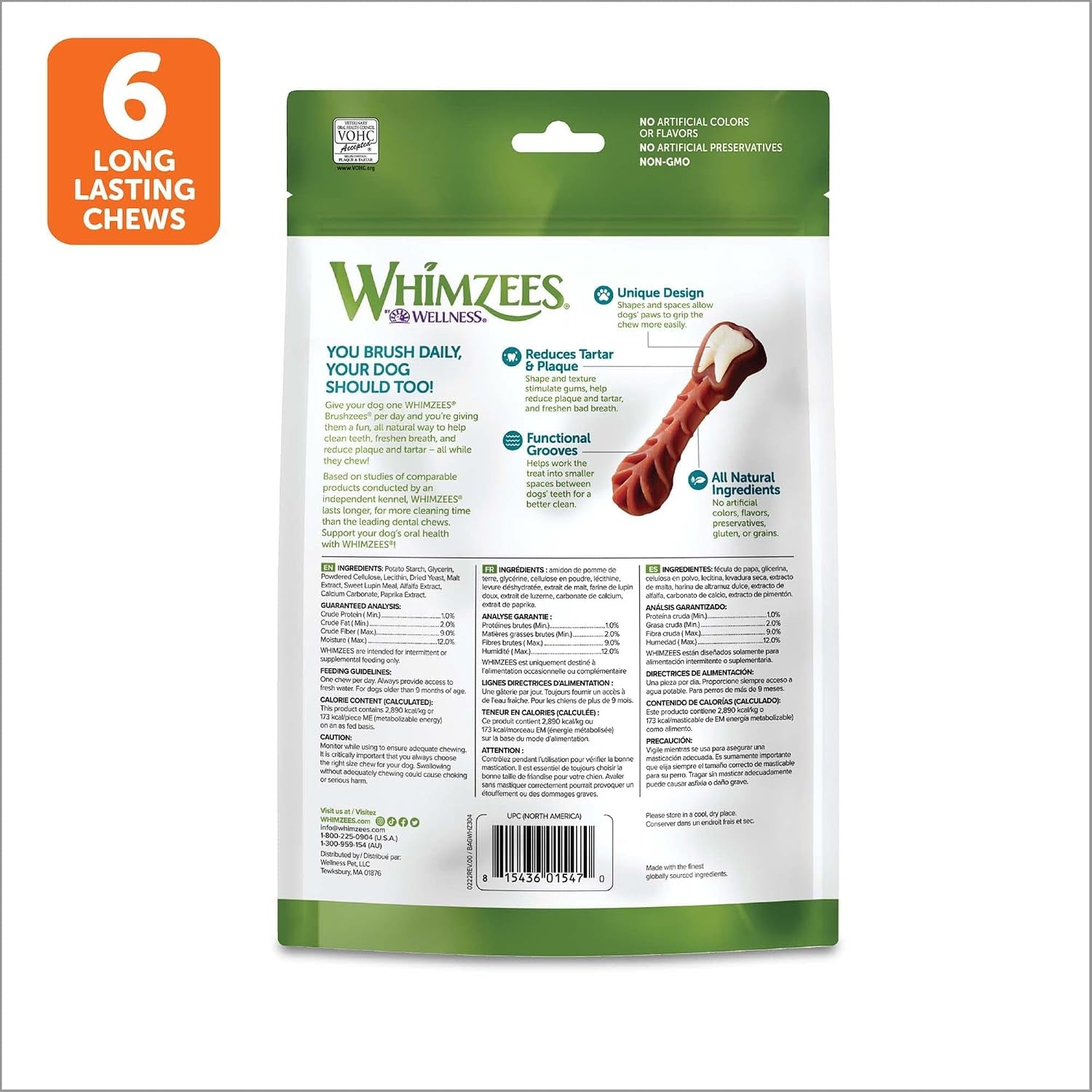 Brushzees Dental Chews for Dogs (Large) and Veggie Sausage Dental Chews for Dogs (Large)