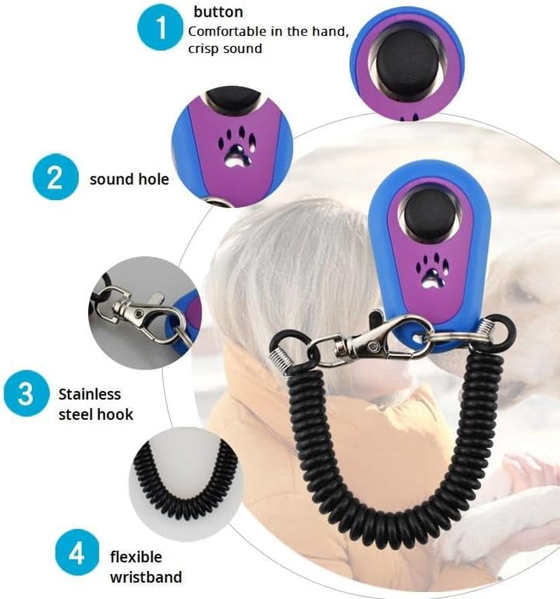Pet Training Clicker with 6 Pack for Dogs/Cats/Horses/Birds or Other Animals - Clickers with Strap for Training