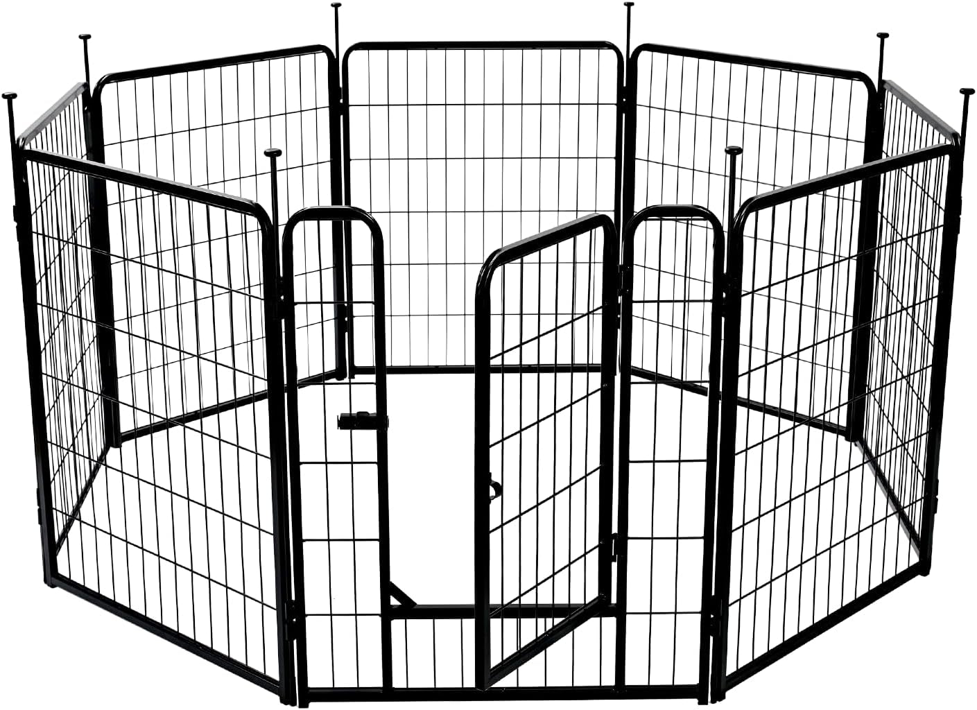 Dog Playpen, 8 Panels Metal Fence with Door, Foldable for Indoor and Outdoor Use, Suitable for Small to Medium Sized Dogs, 30 Inch Height, Black