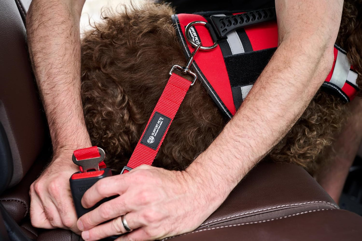 Dog Seat Belt for Car – Adjustable Dog Safety Seatbelt Harness for Dogs & Puppies – Vehicle Seatbelt Clip for Secure Pet Travel – Durable Dog Accessories & Travel Restraint – Red 1 Pack