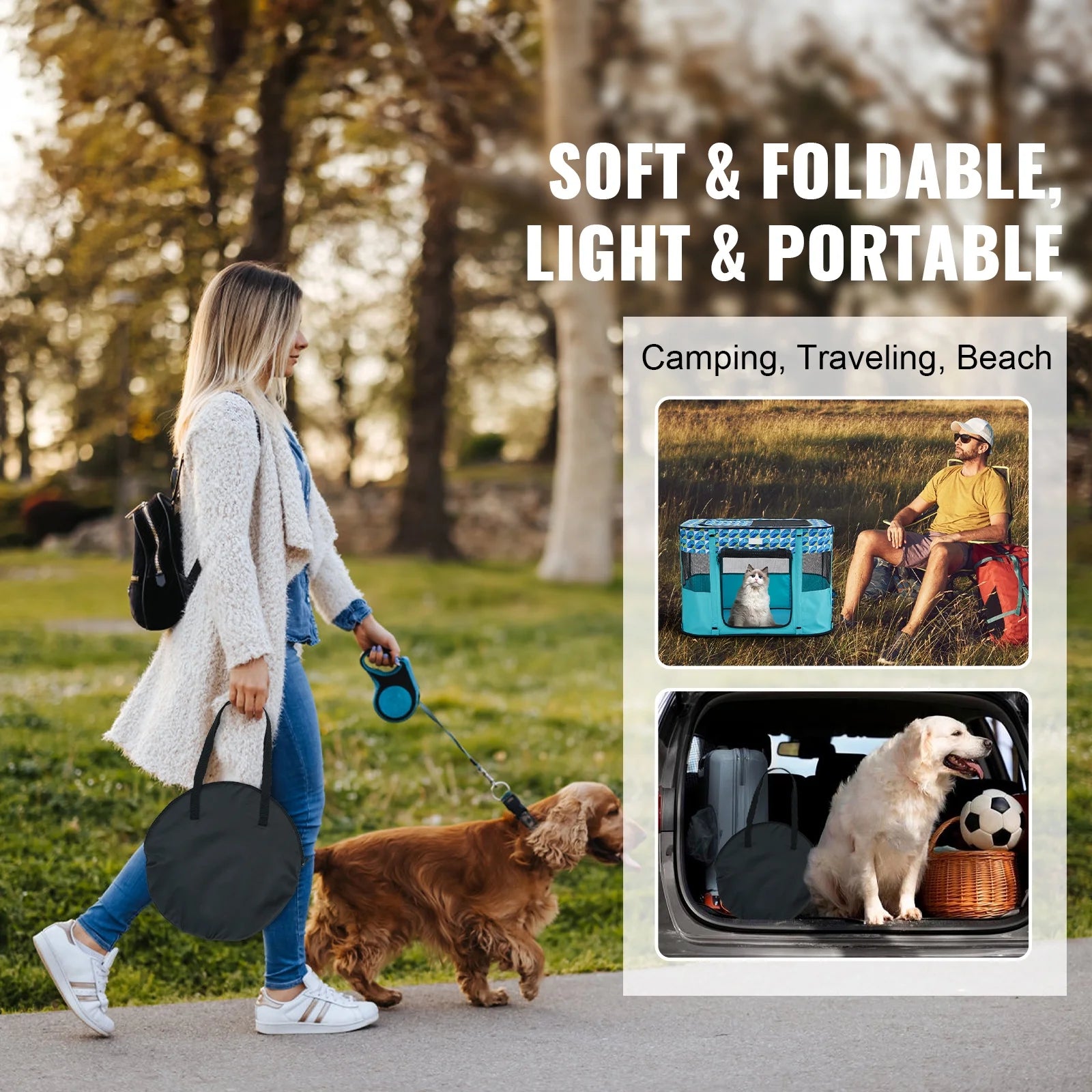 Foldable Pet Playpen 32 X 24 X 22 in Portable Dog Playpen Crate for Cat
