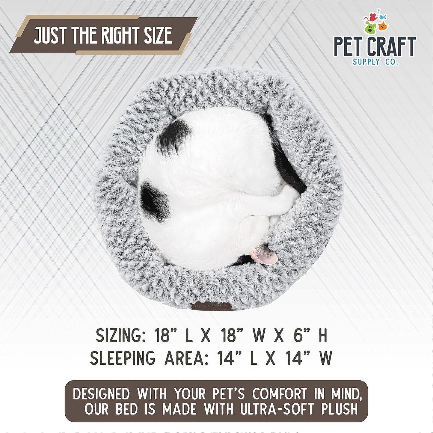 Soho round Cat Bed for Indoor Cats, Ultra Soft Plush, Memory Foam, Machine Washable, Calming Cat Bed,Brown, Small