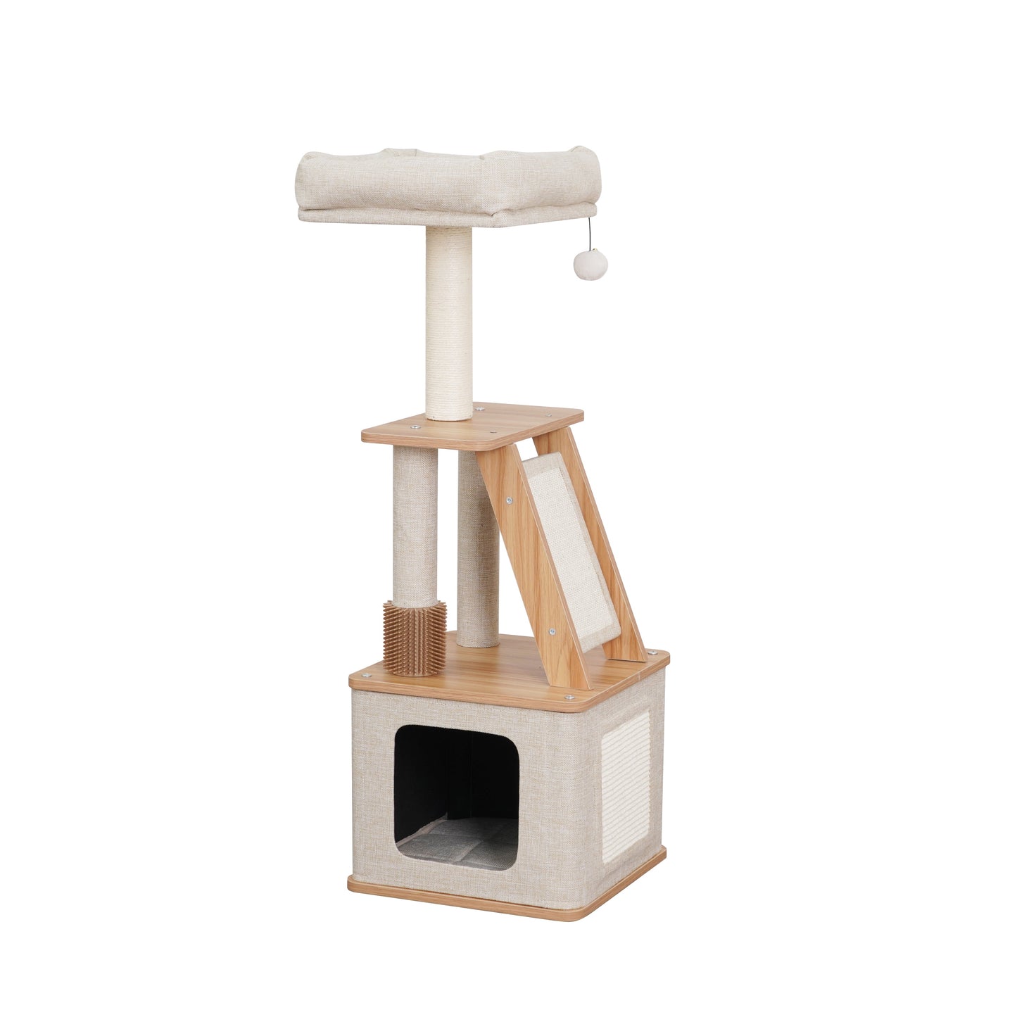 4-Level 46" Multi-Functional Cat Tree with Condo, Perch & Sisal Post, Beige