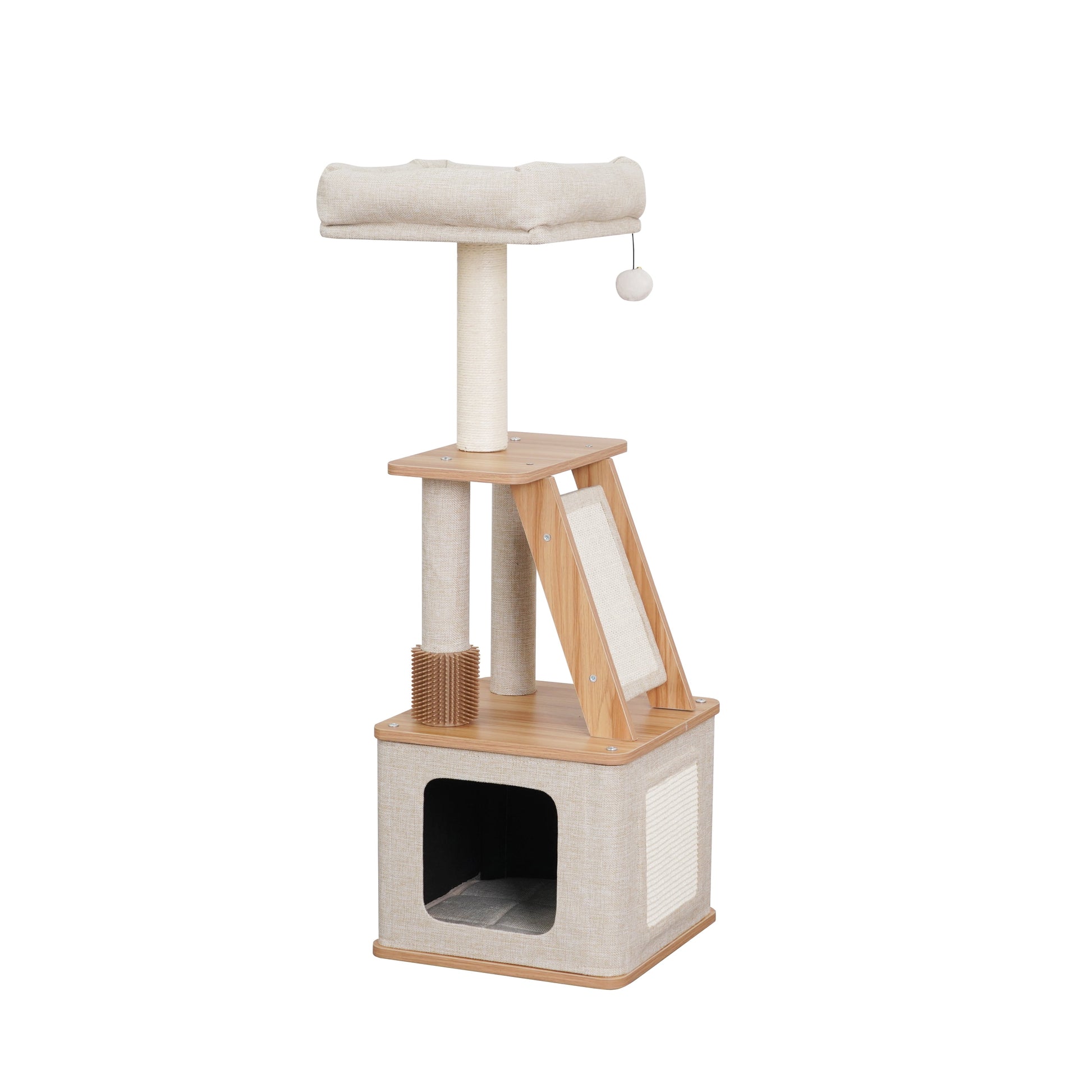 4-Level 46" Multi-Functional Cat Tree with Condo, Perch & Sisal Post, Beige