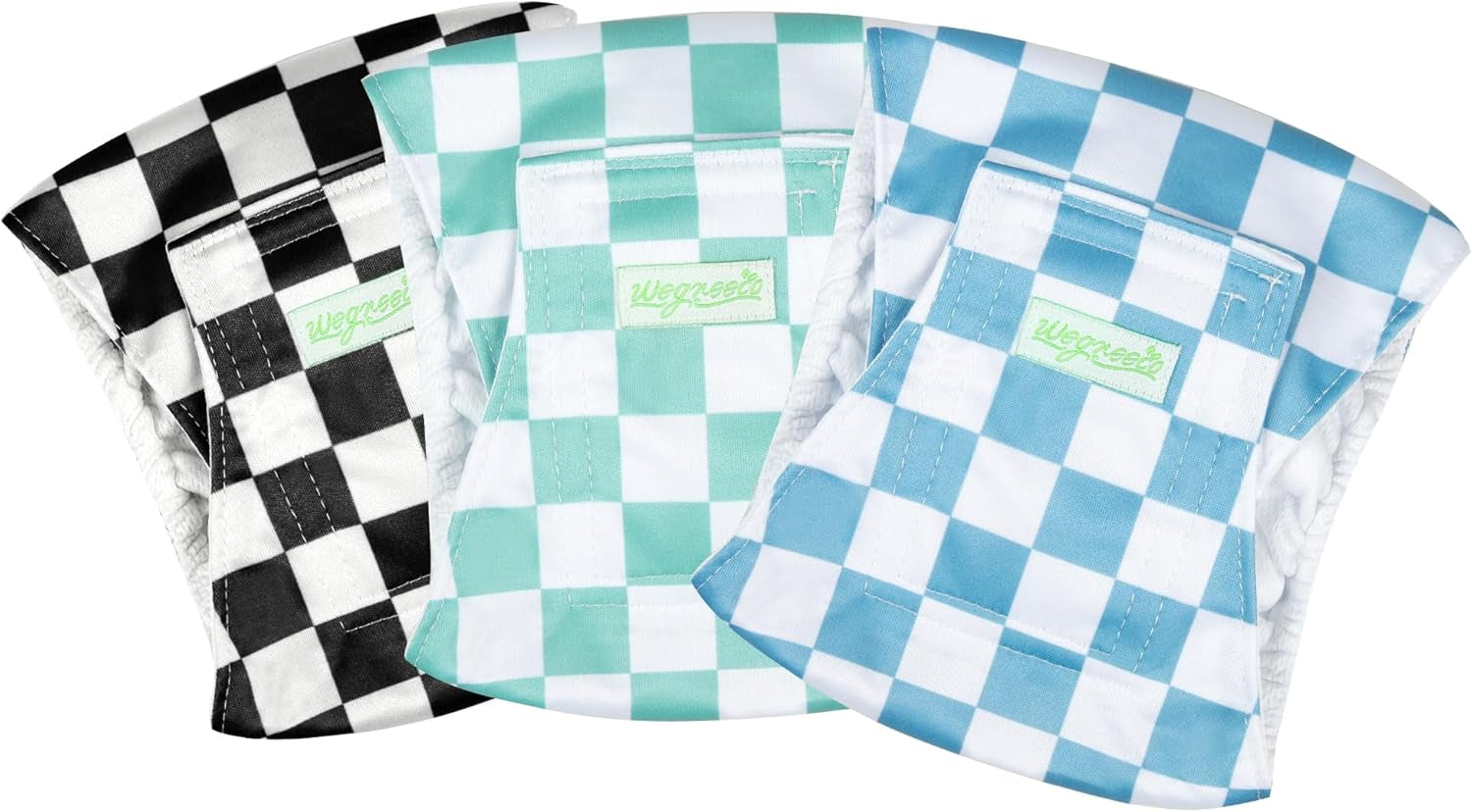 Washable Male Dog Belly Band (Stylish Pattern) - Dog Diapers Male - Washable Male Dog Belly Wrap, Dog Diapers Male (Blue, Green, Black Checkerboard, Small)
