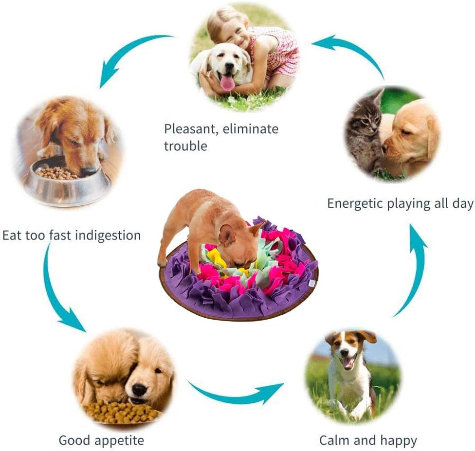 Snuffle Mat，Dog Snuffle Mat，Nosework for Dogs Large Small Petdog Puzzle Toys Interactive Feeding Mat Machine Washable (Purple)