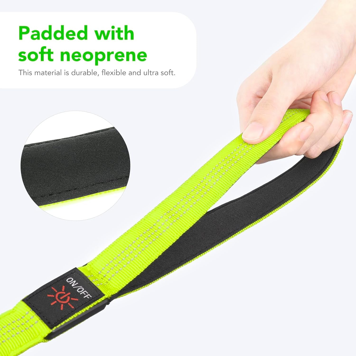 Light up Dog Leash, LED Pet Leashes USB Rechargeable, Glow Safety Dogs Lights at Night (4Ft,Green-New)