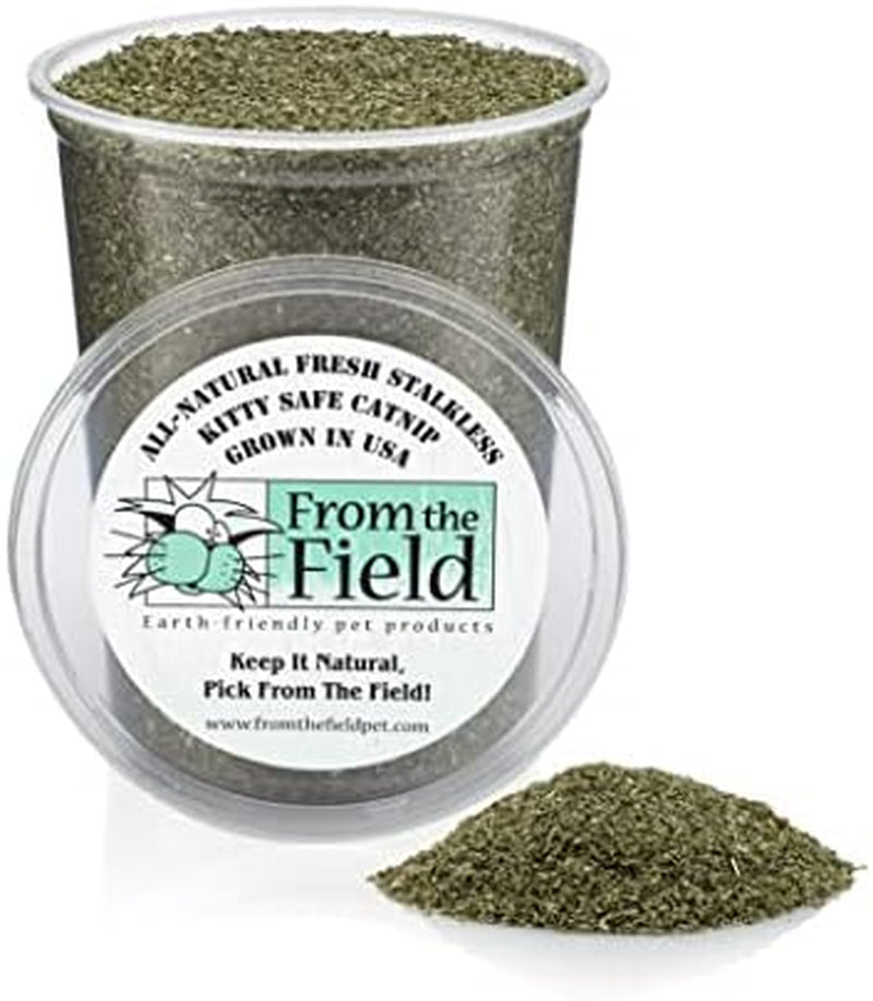 | Fine Ground Stalkless Catnip | Premium Usa-Grown Catnip for Toys & Playtime | Fresh, Potent, Non-Toxic, Eco-Friendly | Safe for Kittens & Cats | Resealable 6 Oz Tub